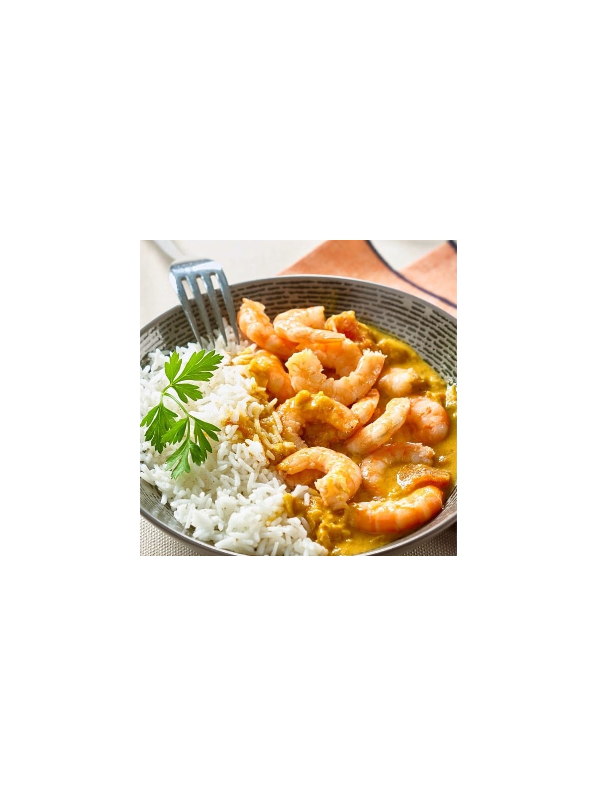 Gambas au curry et au lait de coco